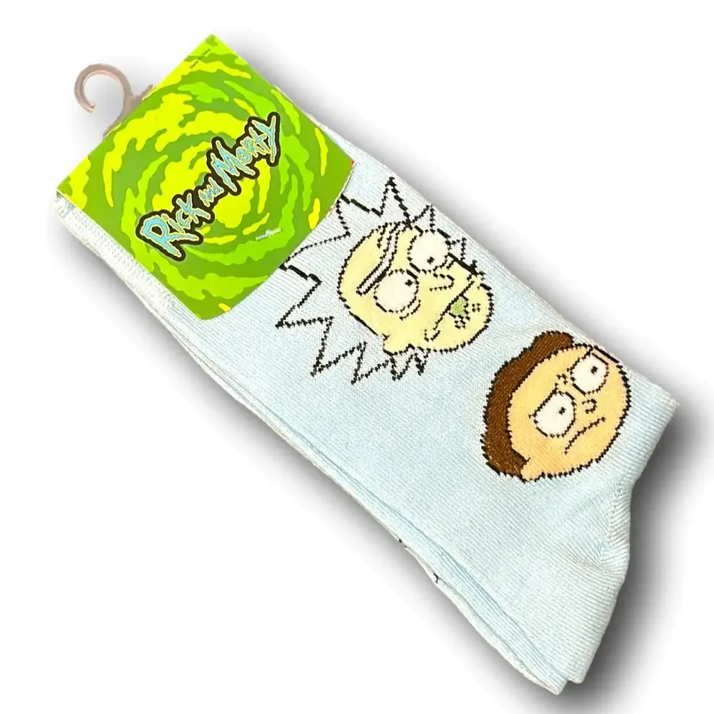 3/$20 Rick & Morty Adult Swim Cartoon Funny Novelty Crew Socks - NWT